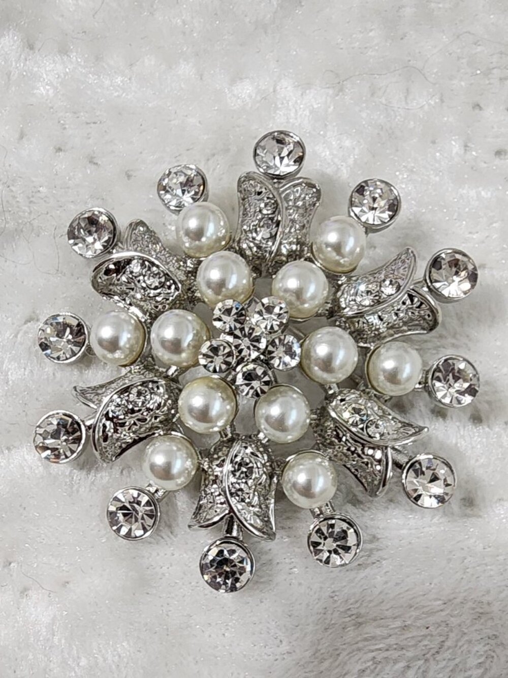 Paparazzi Pin with Faux Pearls and Rhinestones